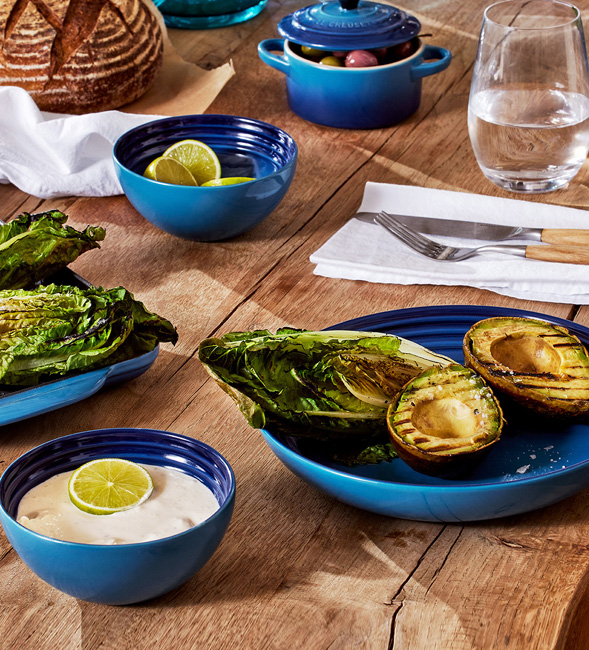 Charred Cos and Avo Salad and Cr&egrave;me Fraiche Dressing